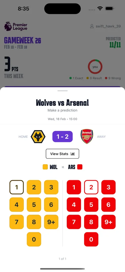 Score picker interface